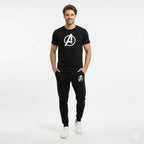 Round neck,half_sleeve casual T_Shirt with matching trouser. Trendy, comfortable aur gym, jogging aur daily wear ke Liye perfect choice _Black_Large