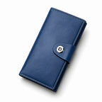 Pure Leather Tri-Fold Long Wallet for Unisex