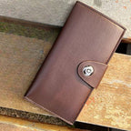 Pure Leather Tri-Fold Long Wallet for Unisex