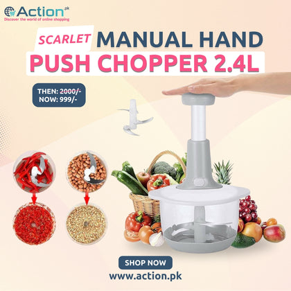 Manual Hand Push Chopper, Unbreakable Body with 2.4L Capacity, for Vegetables & Meat