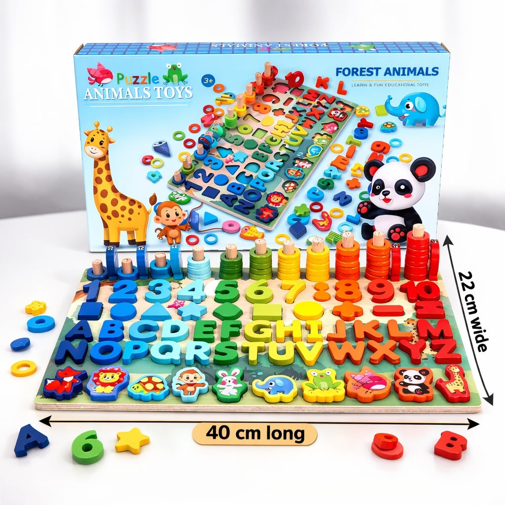 Puzzle, Multifunction Montessori Learning, with Numbers Letters and Fishing Game for Kids