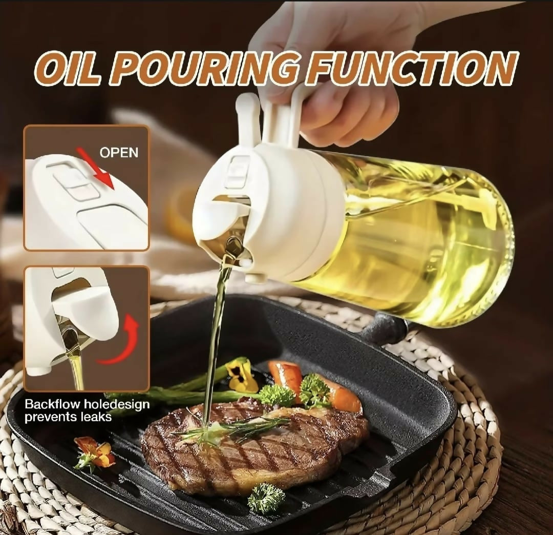2-in-1 Oil Jug with Dispenser & Handle – Glass Cooking Oil Container | 450Ml - Glass (Random Color)