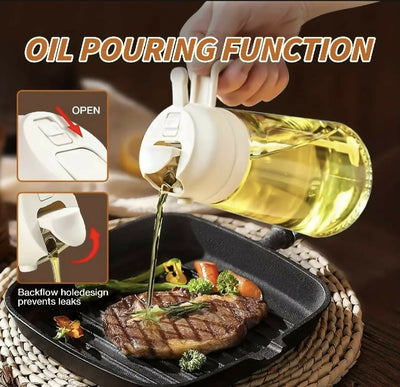 2-in-1 Oil Jug with Dispenser & Handle – Glass Cooking Oil Container | 450Ml - Glass (Random Color)