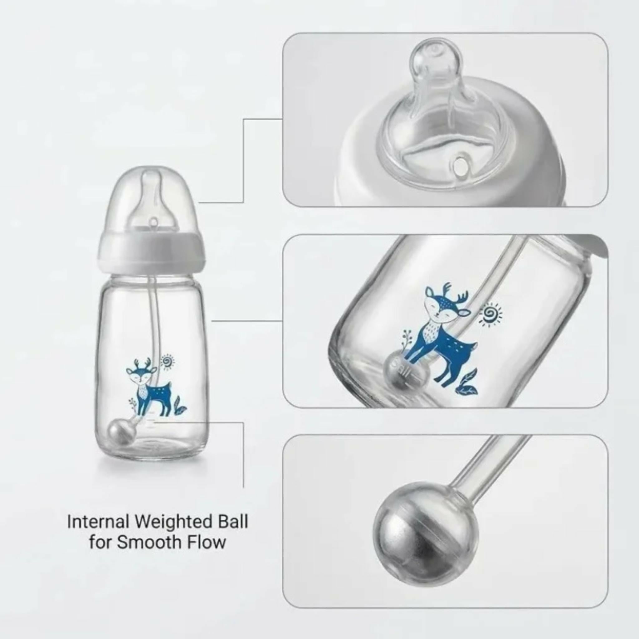 Hands-Free Baby Feeding Bottle | BPA-Free Anti-Colic Baby Milk Bottle with Silicone Straw | Leak-Proof Standard Neck Bottle |240ML