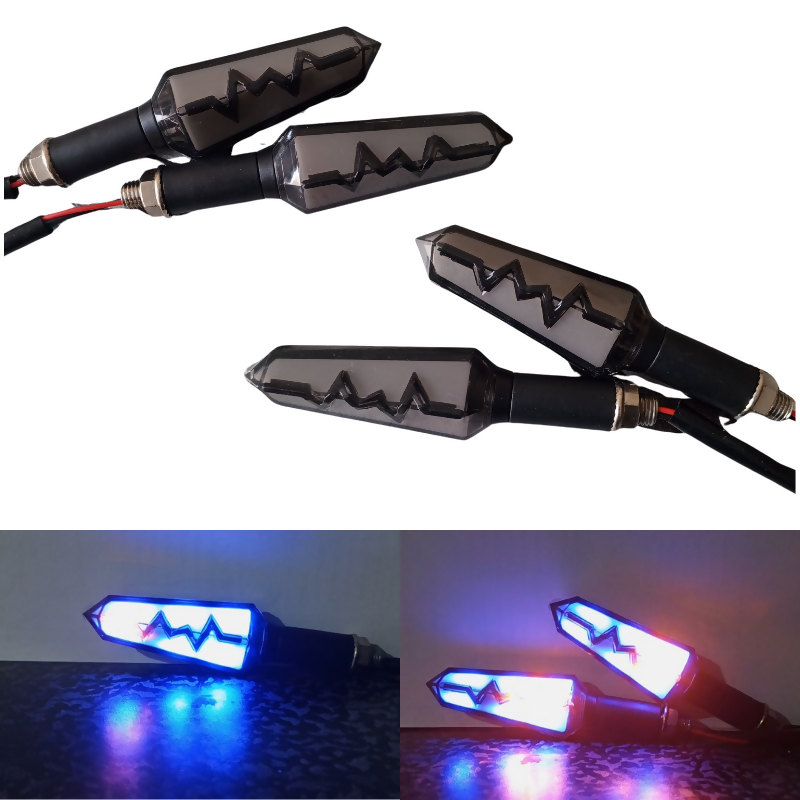 Bike Indicator HeartBeat Running Style With LAVA DRL Yellow-White/Yellow-Red/Yellow-Blue