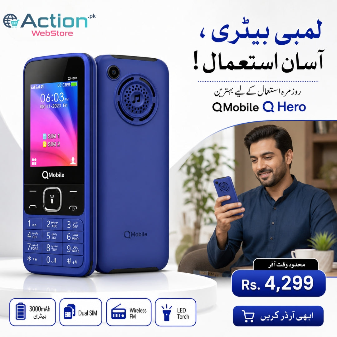 QMobile Q Hero Dual SIM Mobile, PTA Approved - 3000mAh Battery