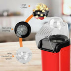 Oil Free Mini Popcorn Maker | Hot Air Popcorn Machine | Electric Popcorn Popper for Home & Kids | 1200W