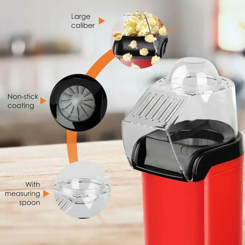 Oil Free Mini Popcorn Maker | Hot Air Popcorn Machine | Electric Popcorn Popper for Home & Kids | 1200W