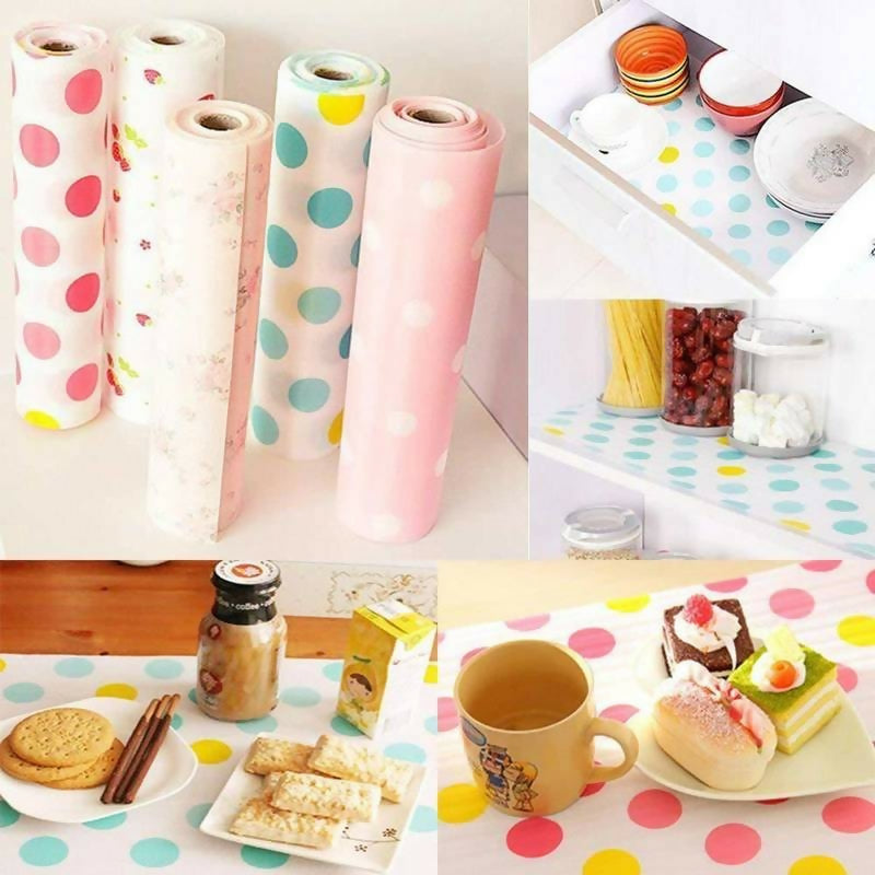 Kitchen Anti-Slip Foam Drawer Mat | Waterproof Cushion Sheet For Cupboards, Refrigerators & Tables – Size 45*150 cm | Random Colour