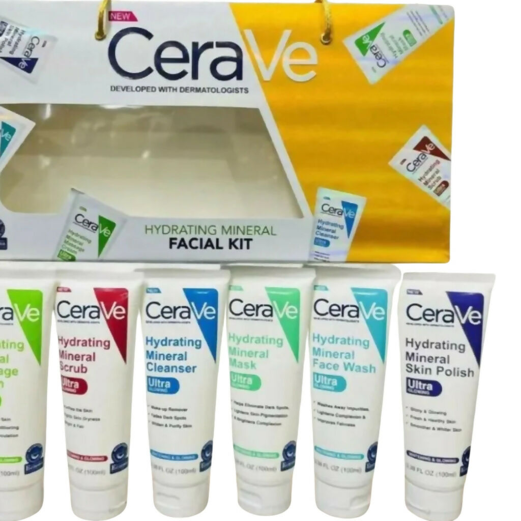 CeraVe 6 In 1 Hydrating Mineral Facial Kit, Deep Cleansing & Brightening
