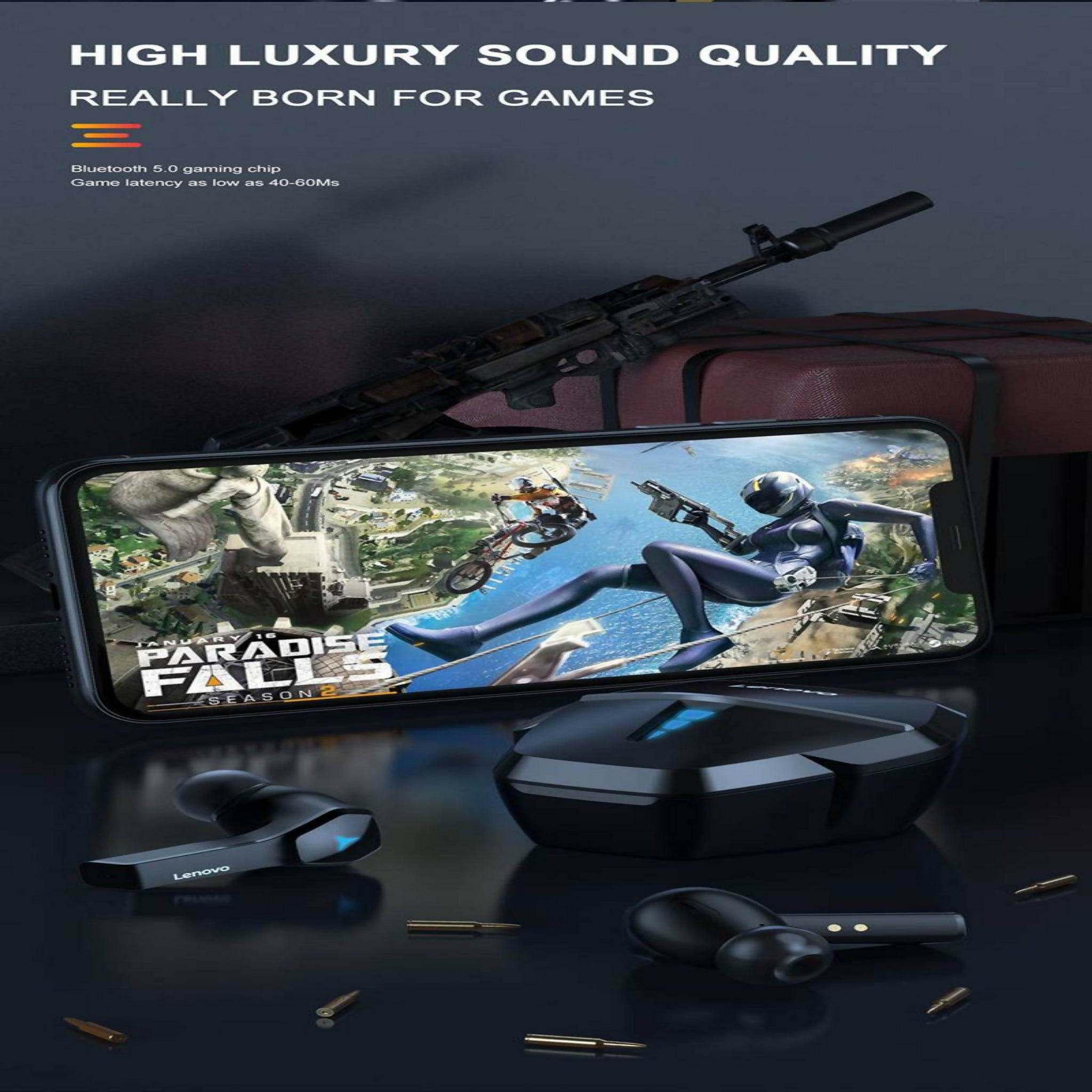 Lenovo HQ08 TWS Gaming Earbuds – Low Latency HiFi Sound Wireless Earphones | Original