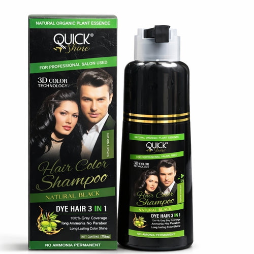 Quick Shine Hair Color Shampoo Black Dark Brown Hair Coloring - 200ml