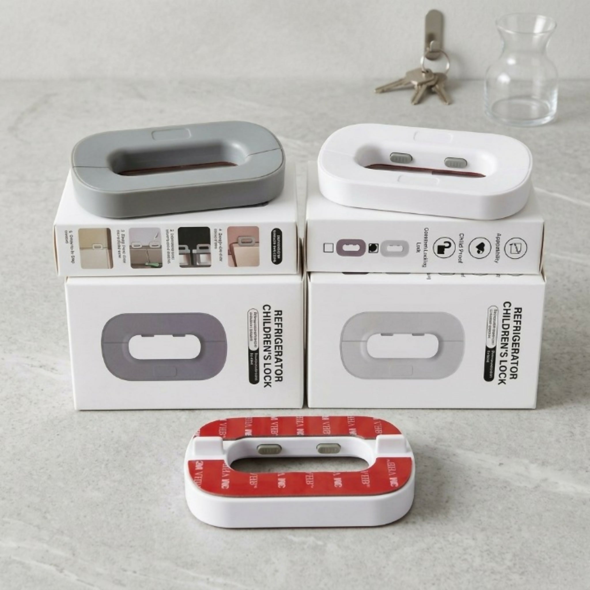 Premium Refrigerator Child Safety Lock – Self-Adhesive Baby & Freezer Door Lock with One-Hand Operation