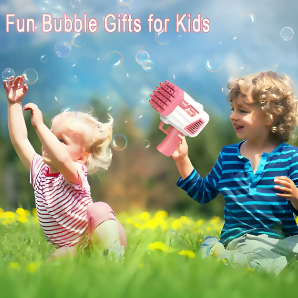 Electric 2-In-1 Rocket Bubble Gun, Fast Bubbles for Kids