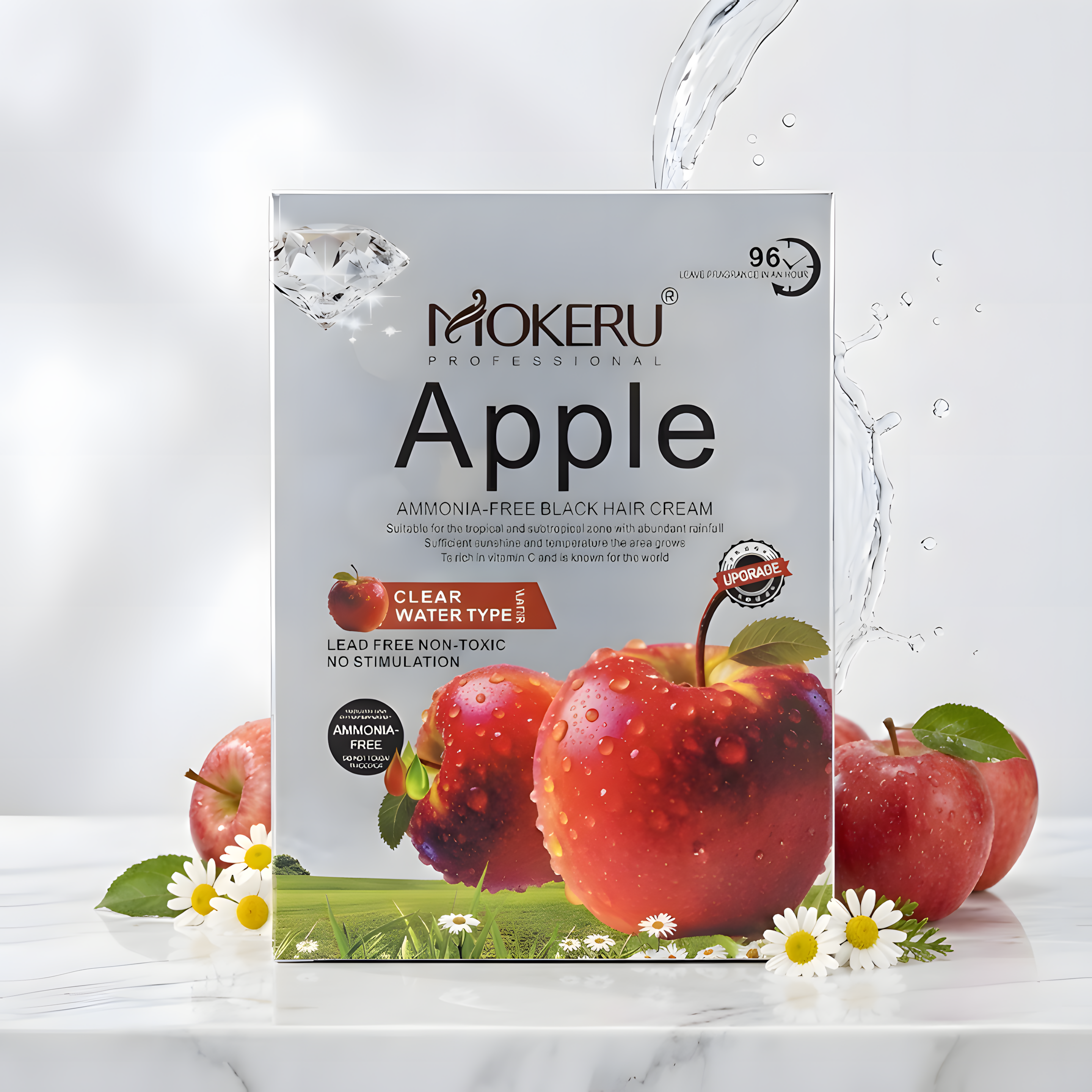 Mokeru Professional Apple Ammonia-Free Black Hair Cream – Non-Toxic Fast Hair Dye for Men and Women