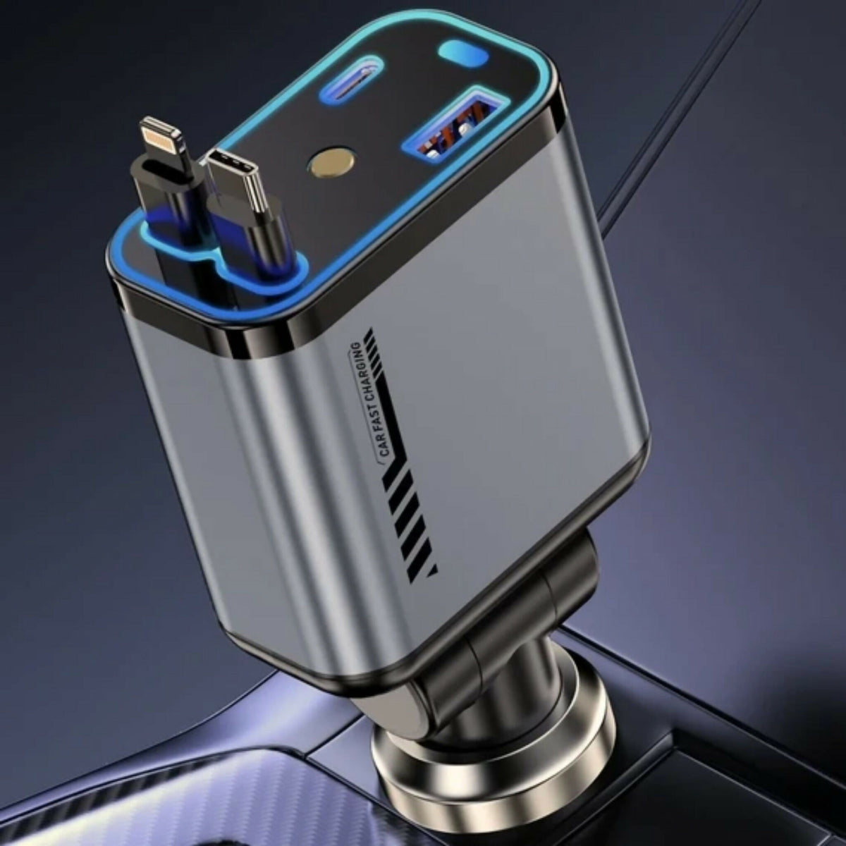 4-in-1 Multi-Functional Car Charger Fast Charging with Star Light | Durable Car Charger