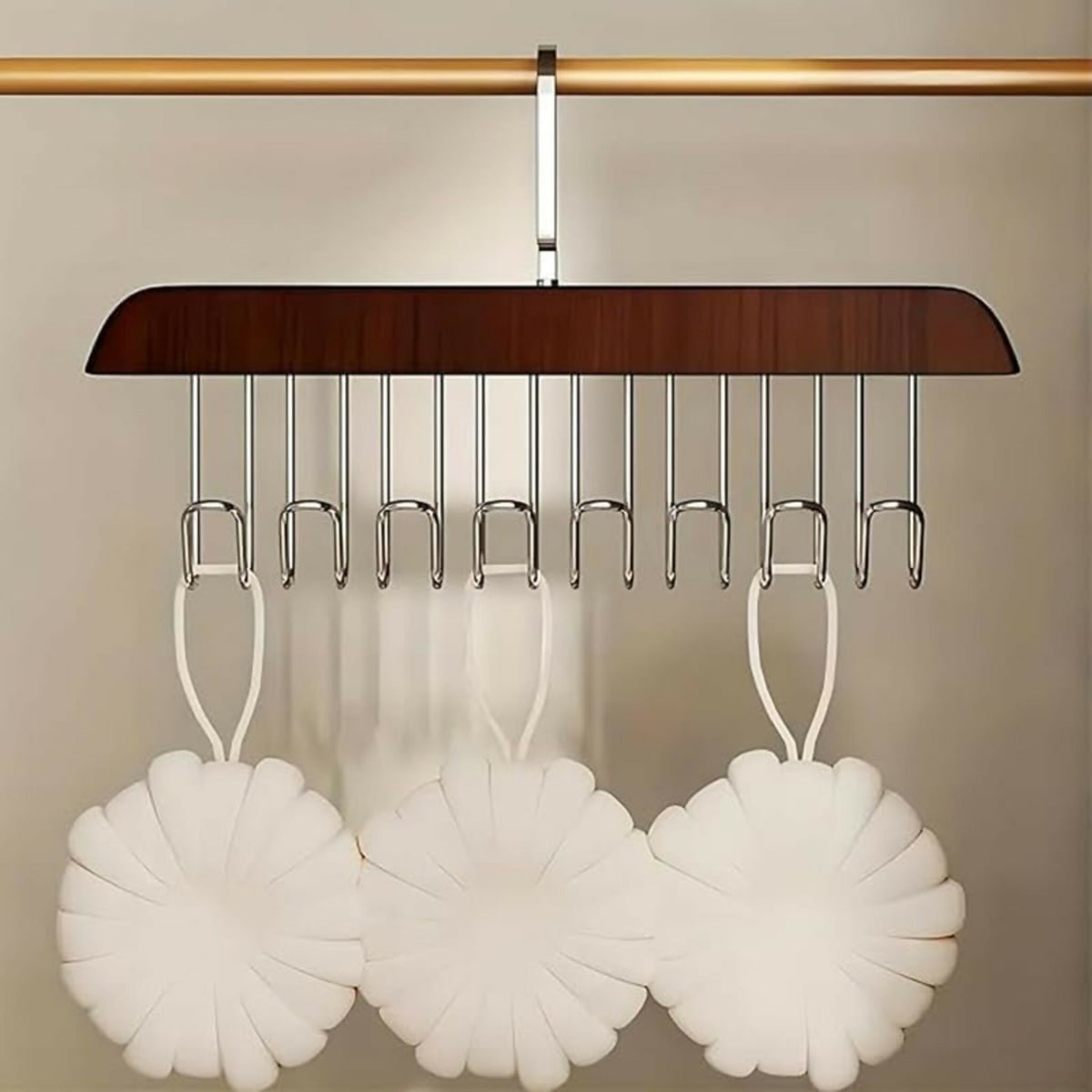 8 Hooks Wooden Clothes Hanger With Tie Rack Belt Hangers with 360°Rotating