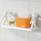 Multifunctional Self Adhesive Creative Character Shelves Bathroom Wall Mounted Shelf | Storage Rack for Bathroom, Kitchen & Room – 1 Pc (White)