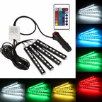 RGB Interior LED Lights 4 Strip Ambient Foot Light Kit for Car