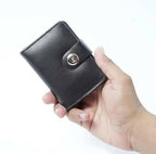 Boy’s Leather Wallet Black Mustard Brown Snap Closure