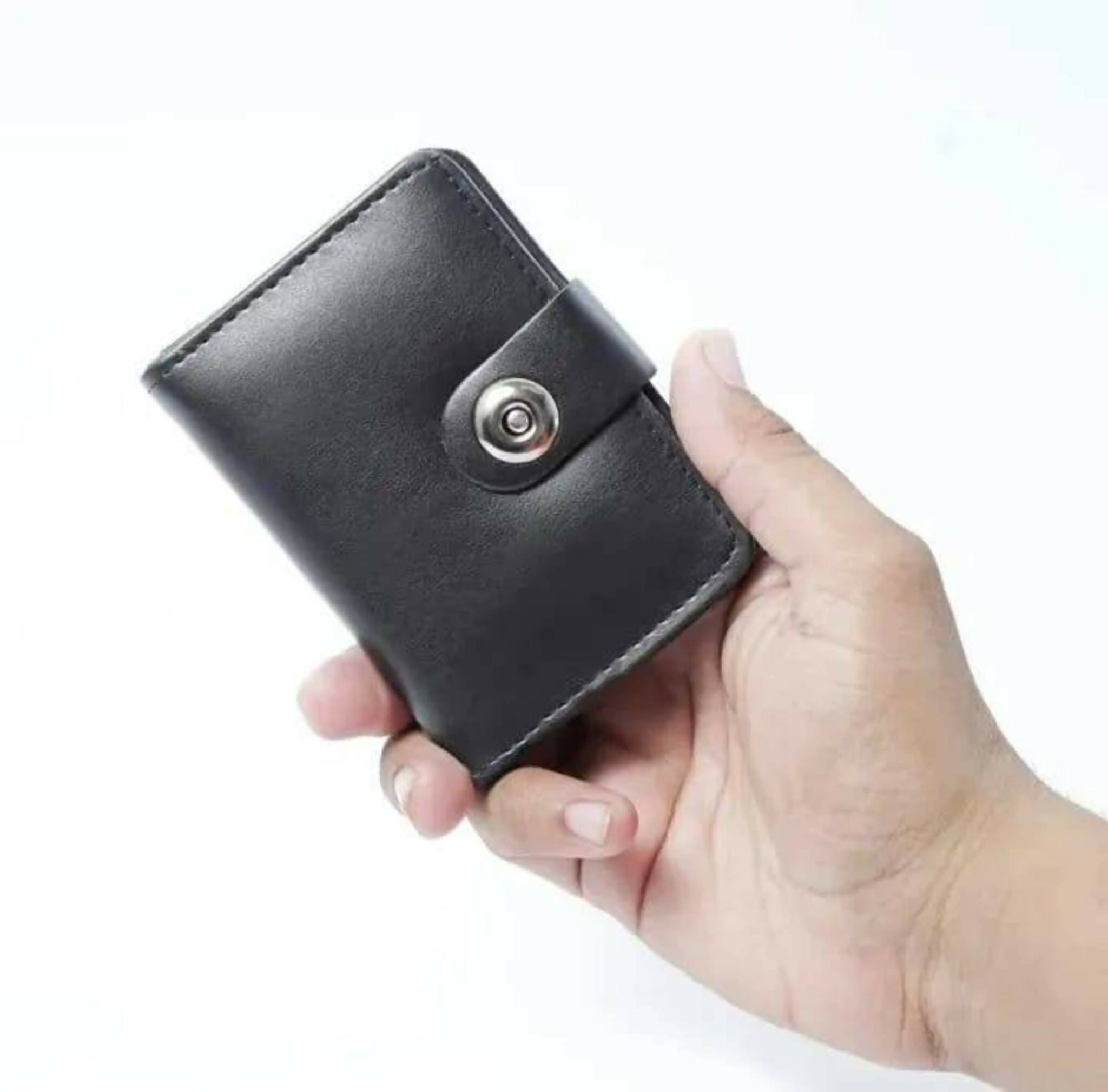Boy’s Leather Wallet Black Mustard Brown Snap Closure