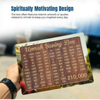 Umrah Saving Box, Premium Wooden Design, Lockable Money Box