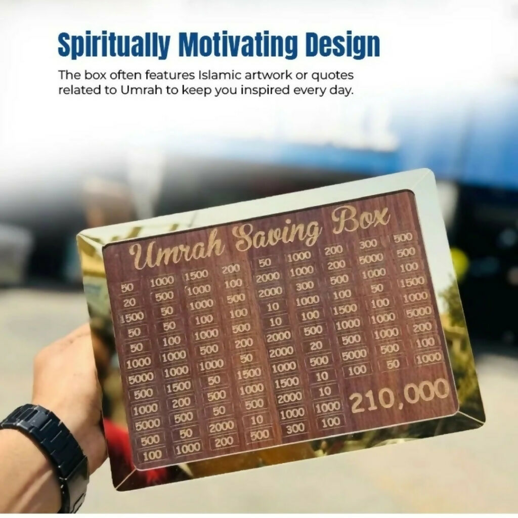 Umrah Saving Box, Premium Wooden Design, Lockable Money Box