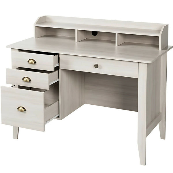 Computer Desk, Sturdy Design with 4 Drawers & Shelf, for Organized Workspaces