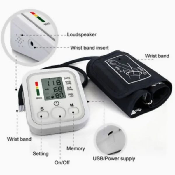 Digital Blood Pressure Monitor | Upper Arm Automatic BP Machine with Large LCD Display, Memory Storage & Voice Function