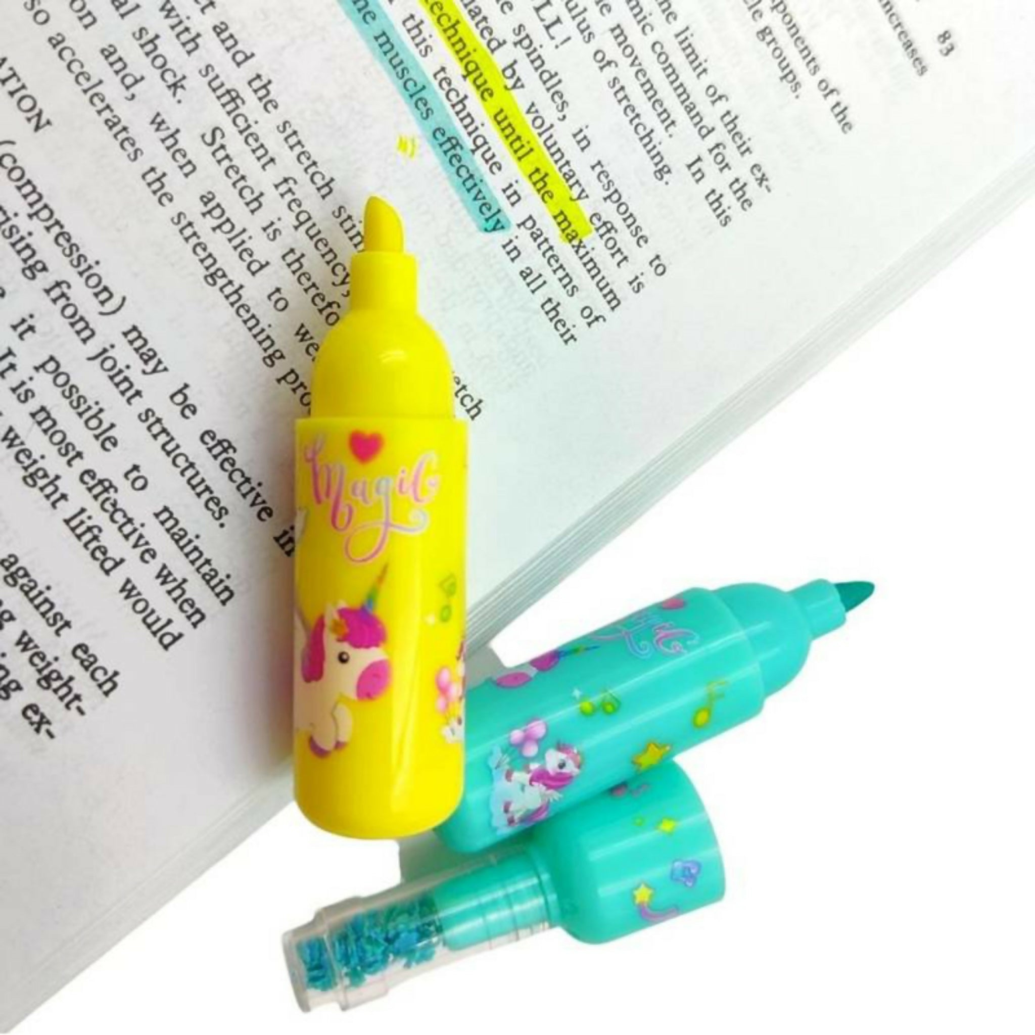 Pack of 6 Kromi Bottle Shaped Highlighters – Cute Character Stationery Set for Girls & Boys