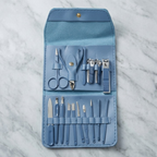 16-Piece Premium Personal Manicure & Pedicure Grooming Kit – Professional Stainless Steel Nail Clippers & Care Set with Travel Case
