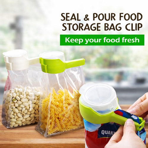 R Bag Sealing Clip, Reusable Food with Pour Cap Storage Clamp