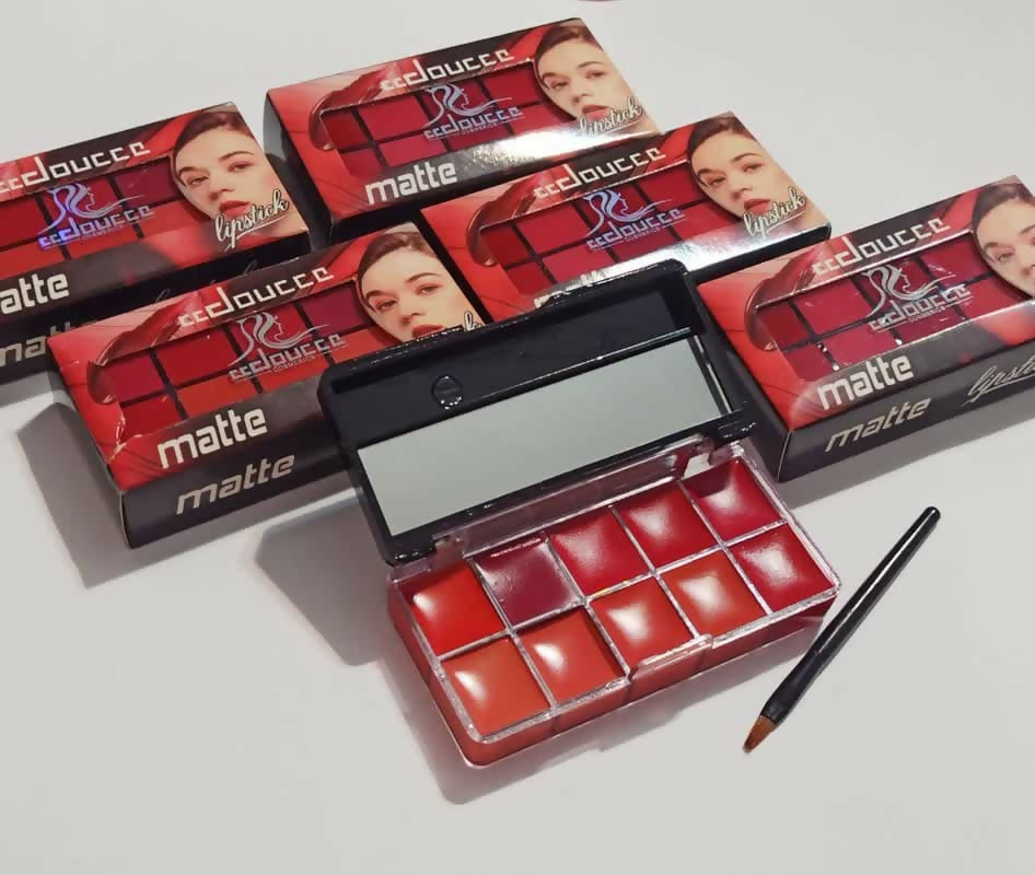 10 in 1 Lipstick & Blush Palette Creamy Matte Makeup Palette for Lips and Cheeks