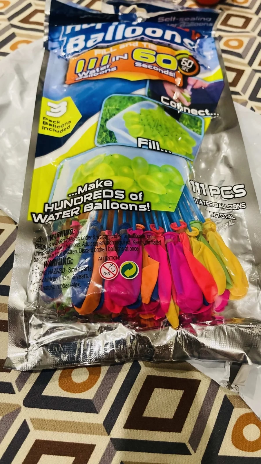111 Pcs Fast-Fill Magic Water Balloons Kit – Quick-Fill Self-Sealing Water Bombs for Outdoor Water War Games & Summer Party Supplies