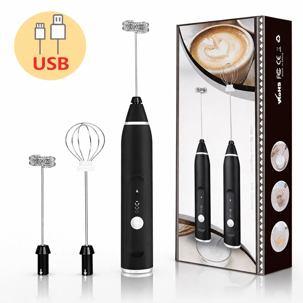Rechargeable Milk Frother Handheld Electric Foam Maker with Three Speeds