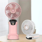 Rechargeable hand fan with LED display