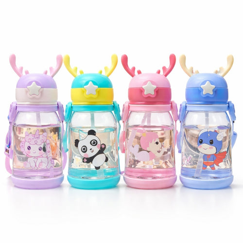 Reindeer Shape Kids Water Bottle, Leak Resistant Sipper - 600ml