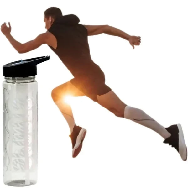 Black/Blue Stylish Water Sport Bottle 1000ml with Straw | Leakproof BPA-Free Hydration Bottle for School, Gym & Travel