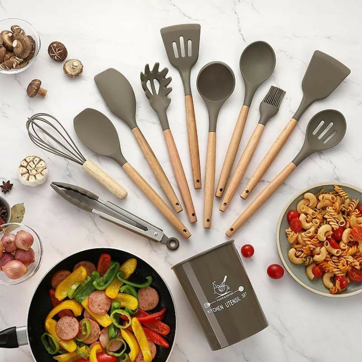 12 Pcs Silicone Cooking Utensils Kitchen Utensil Set