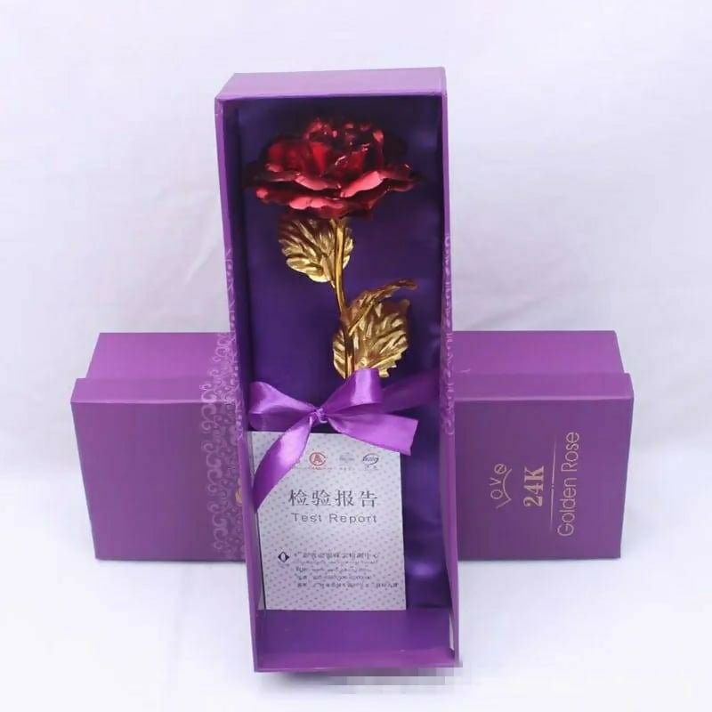 24k Gold Plated Rose (With Love Holder Box) Gift Ramazan Greeting Mother’s Day Gift Flower Gold Dipped Rose