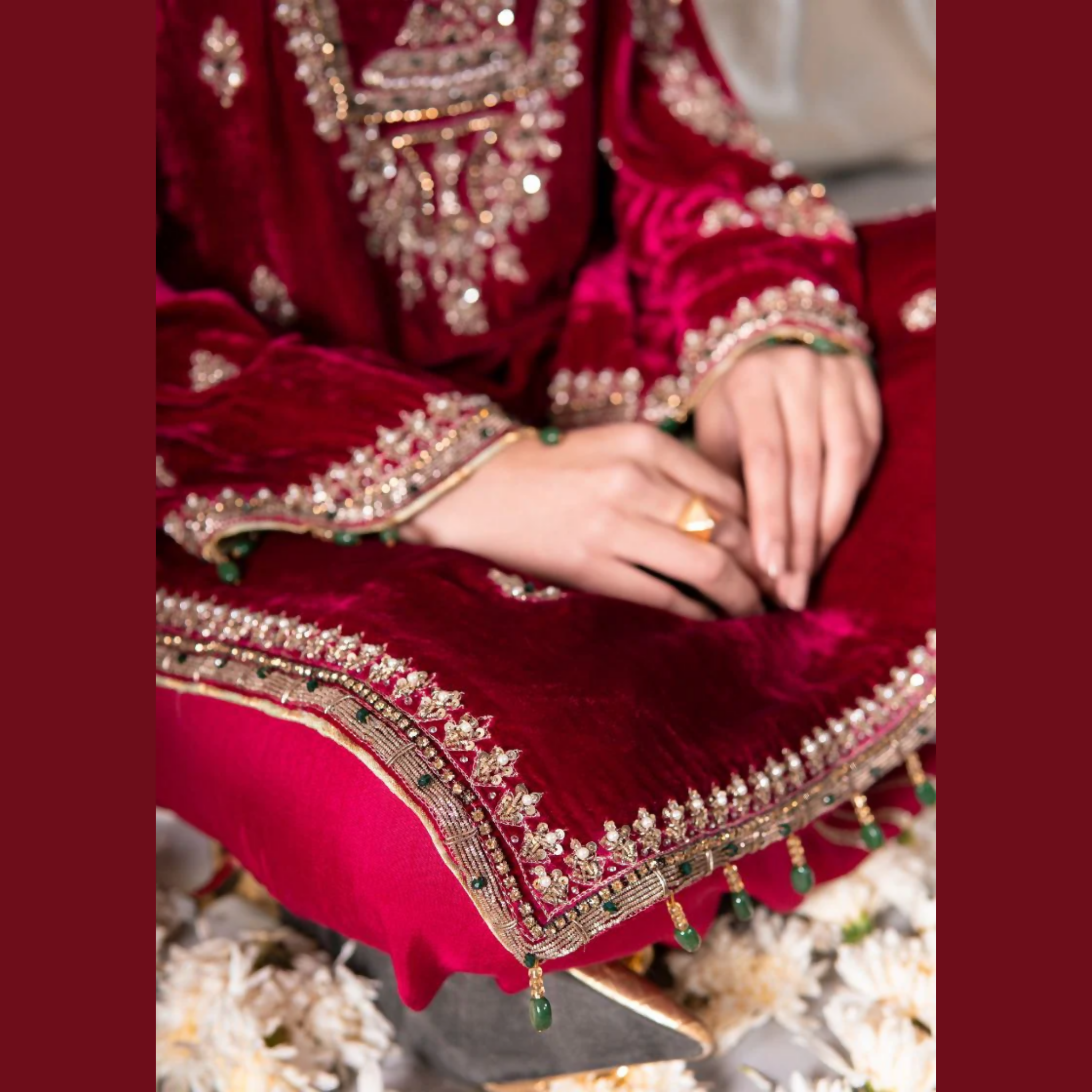 Velvet & Kundan Zari Mehndi Outfit