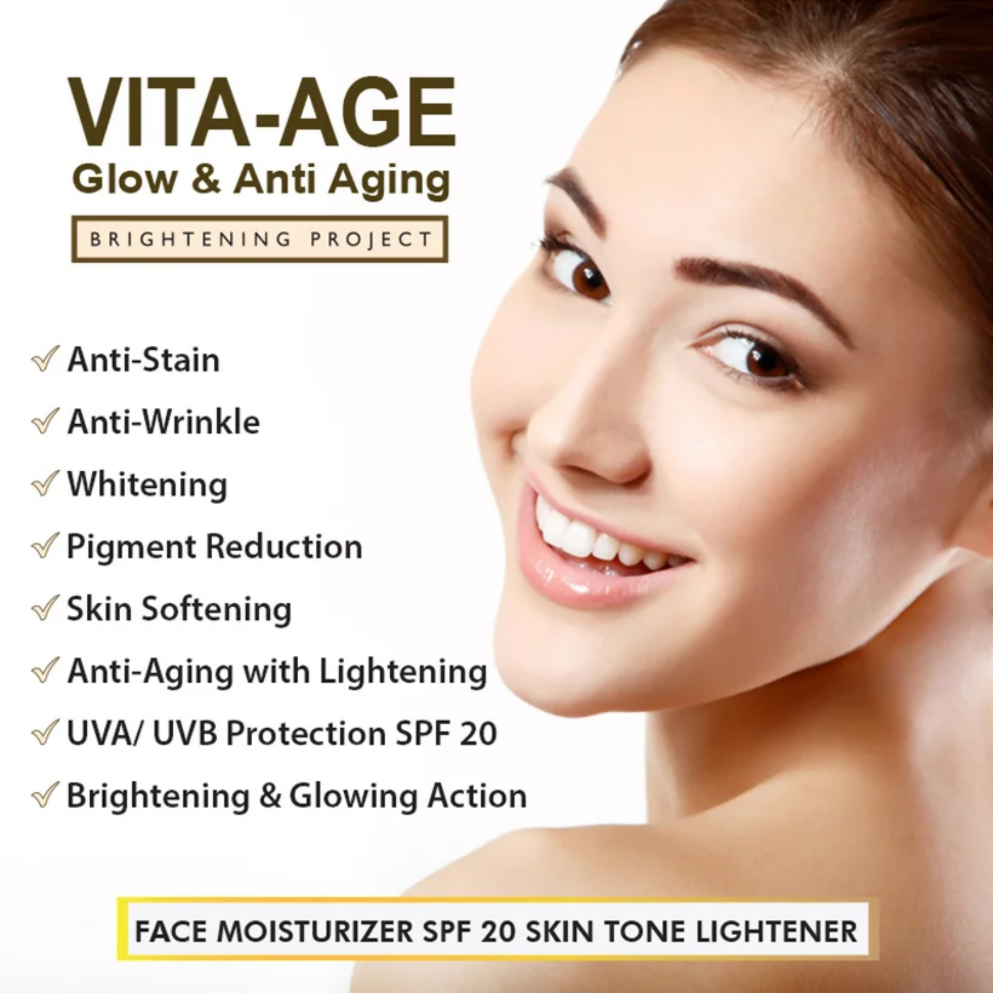 Anti Aging Cream, VITA-AGE Glow & European Formula with SPF-20
