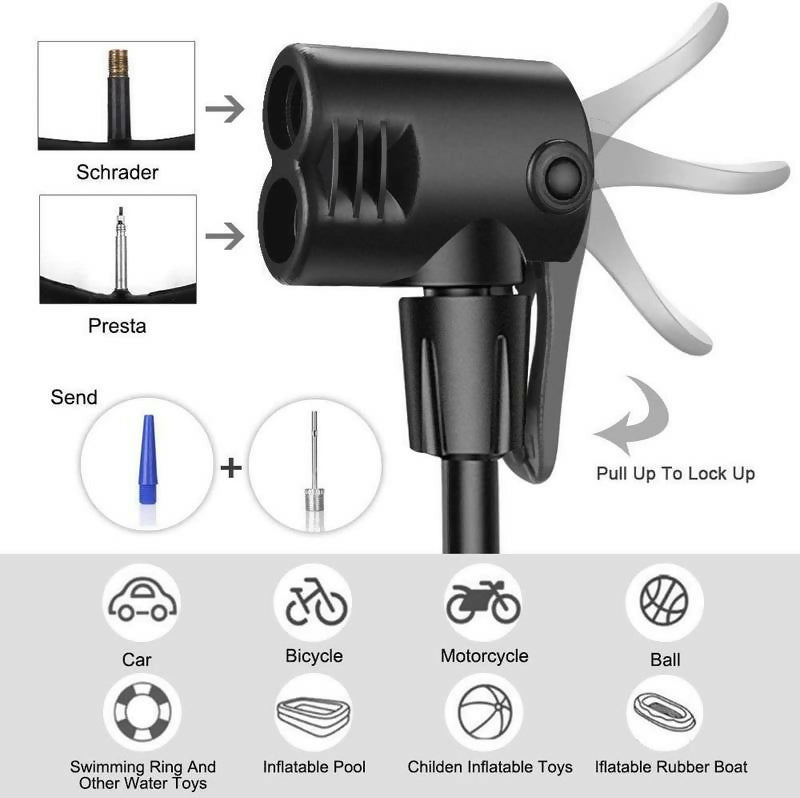 High Pressure Foot Air Pump – Heavy-Duty Mini Foot Pump for Bicycle, Ball, Scooter, Car & Inflatable Toys (Without Gauge) (Random Color)