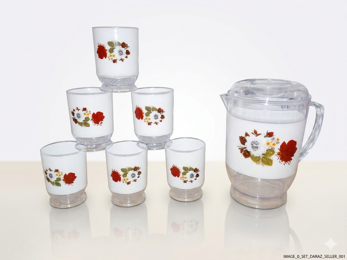 Water set Al Haram 7 piece 1 jug 6 matching glass kitchen accessories
