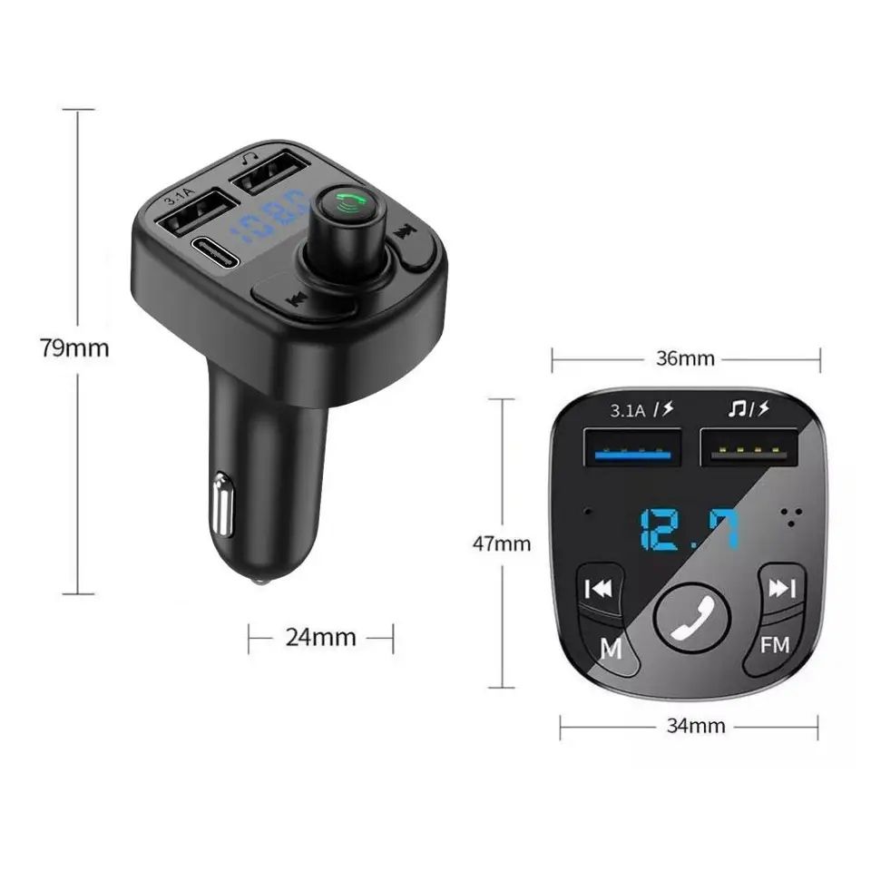 C1 Car MP3 Modulator Bluetooth FM Transmitter Type C Charging
