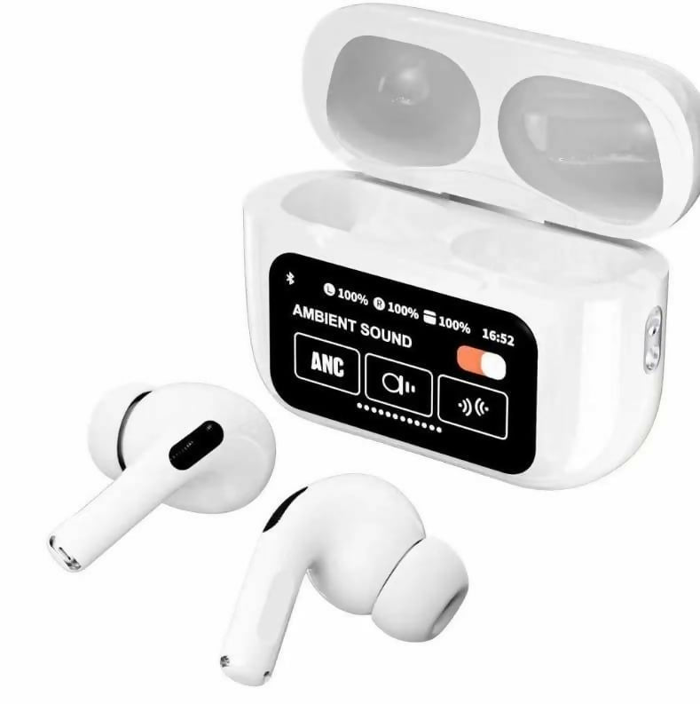 A9 Pro Earbuds With Anc Technology Sleek Matte Black Design Led Indicator Built In Screen And Clear Sound Quality – Black