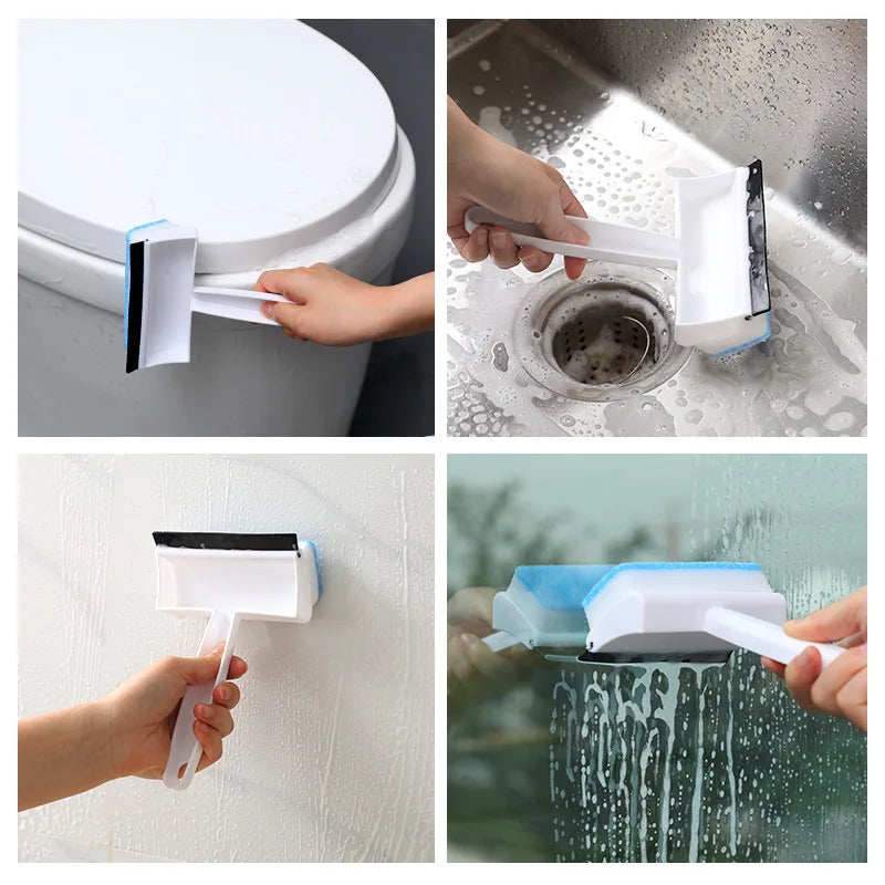Glass Cleaning Brush, Squeegee Rubber Window Wiper Cleaner