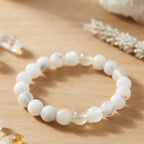 Natural Milky White Aqeeq Stone Bracelet - Genuine Gemstone Beaded Wristband Elegant Handcrafted Jewelry For Men And Women Fashion Accessory - Adjustable