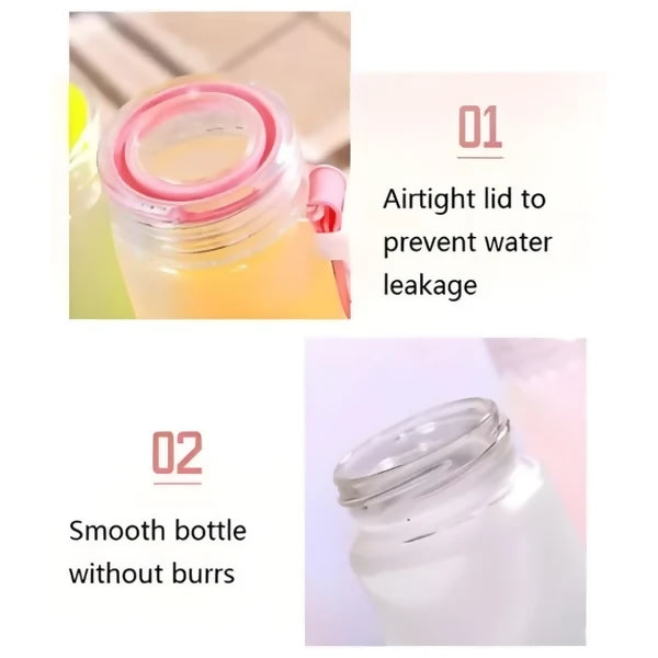 White Frosted Glass Water Bottle | Leak-Proof Insulated Bottle with Hello Master Decal Logo | 400ml