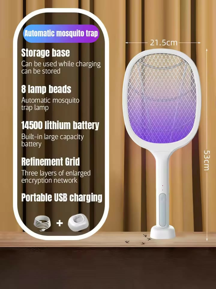 2 In 1 Electric Mosquito Killer UV Light LED Lamp Rechargeable Mosquito Trap Racket Anti Insect Bug Zapper